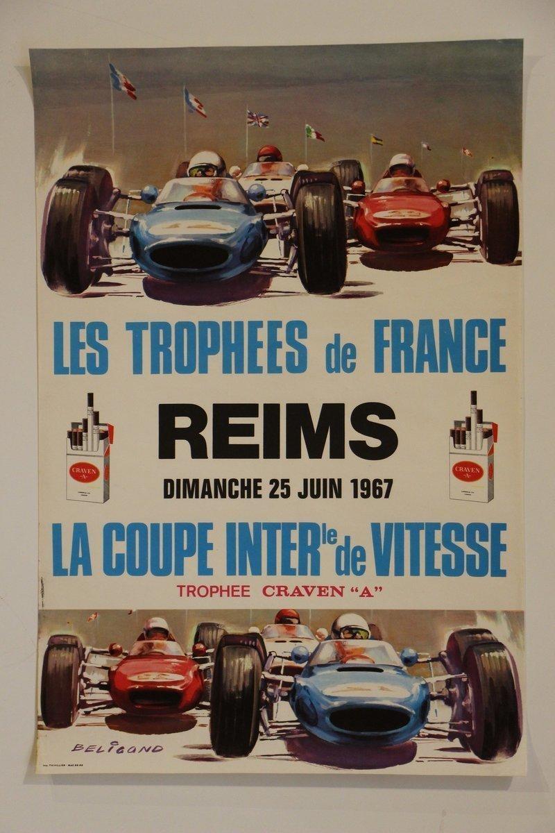 René Garmy - Affiche Trophées D’Auvergne 1966 120x80 cm - Ferrari