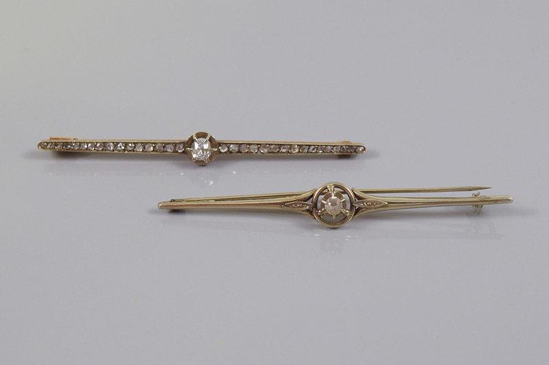 Ancienne Broche Barette Plaqué Or – Avec Pierre, Vintage, Sans Marque