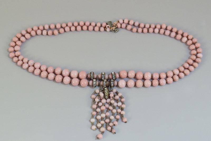 Ensemble Bijoux Collier & Boucles D'oreilles Perles Roses & Opale Blanche - Fait Main, Plaqué Argent