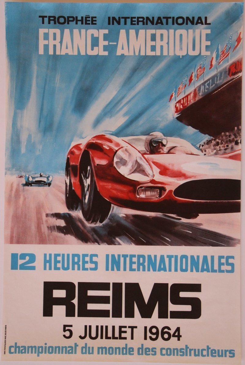 12 Heures de Reims 1964 (Lot n°41) AFFICHES & AUTOMOBILIA Ventes